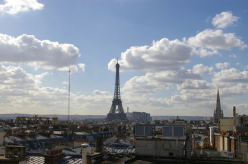 Paris roof tops with Eiffel Tower in the background