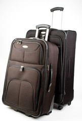 Black Set of Luggage On Wheels with Handle Up