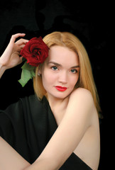 blond with red rose-1