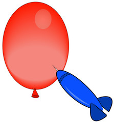 red balloon with dart ready to pop it 