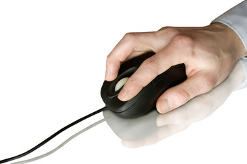 computer mouse and hand