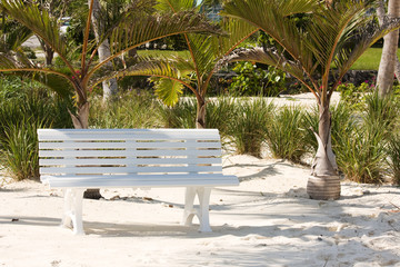 white bench