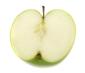 slice of green apple isolated on white