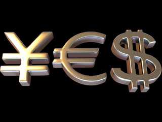 YES from signs yen, dollar and euro