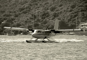 Fototapeta na wymiar Seaplane visiting St Thomas, US Virgin Islands