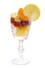 fruits salad in the cup isolated on white
