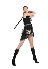 Fototapeta premium The high girl on a white background