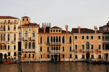 Fototapeta na wymiar Venice, Italy - Old Building Water Front And Canal