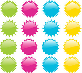 Brightly coloured star bursts