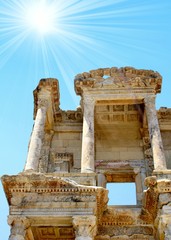 Rays of sun . Antiquity greek city - Ephesus. 