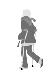 young girl walking with crutches