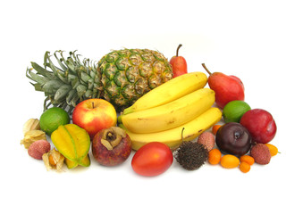 Fototapeta na wymiar Tropikalne i rzadkie owoce na białym tle