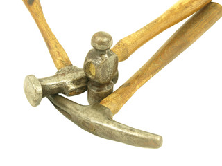 Isolated photo three various hammers 2