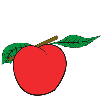 red peach with green leaves clip art preview