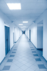 Long corridor in scientific laboratory