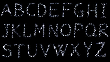 alphabet, letters made with diamonds