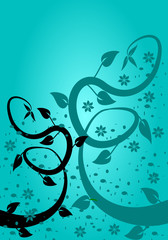 Cyan Floral Background