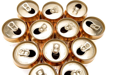Open aluminum drink cans