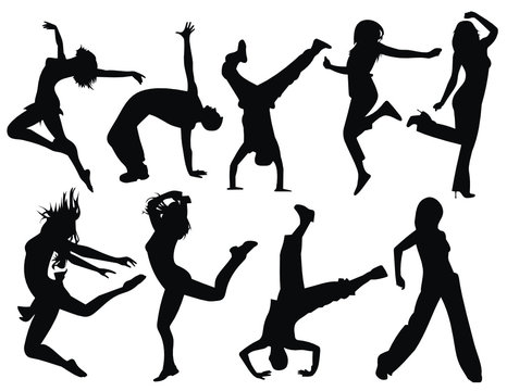 vector silhouette people jumping illustration