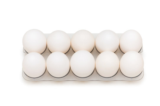 Group of eggs isolated on the white background