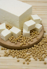 Tofu cheese and soybeans