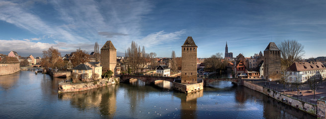 The Confluence of the various arms of the Ill River, Strasbourg. - obrazy, fototapety, plakaty