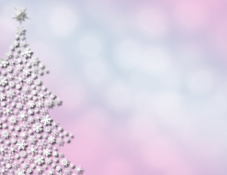 Snowflake Tree On Cotton Candy Pink & Baby Blue Background