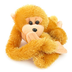 Monkey toy shut up isolated on white background