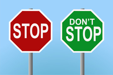 Vector of 'stop' and 'don't stop' signs - editable separately