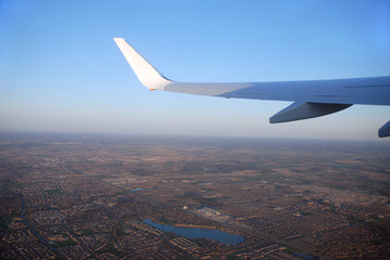 Aerial view of urban landscape from a plane