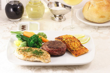 three meat plate
