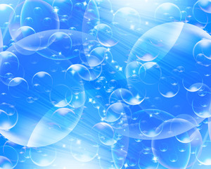 Air bubbles on a light blue background