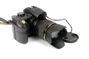 modern profesionalny camera SLR on the white background 