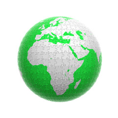 green globe puzzle isolated