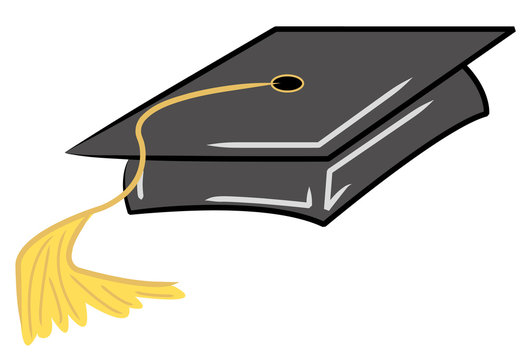 black graduation cap with gold tassel 