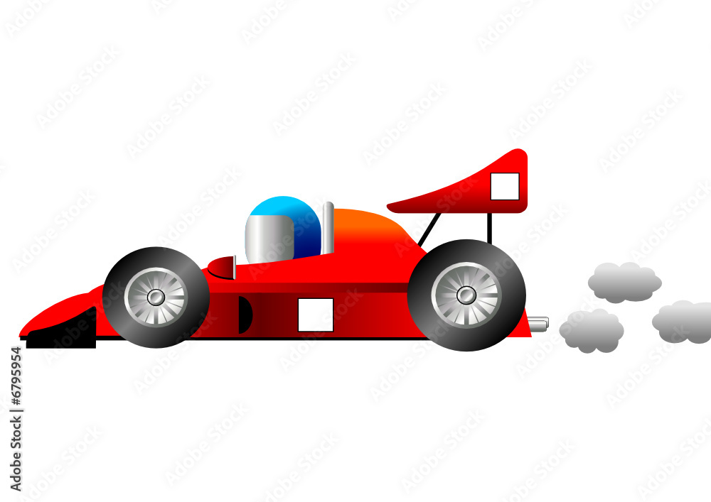 Wall mural Funny race car isolated over white background