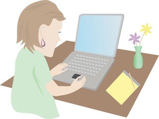 Woman typing on a laptop computer