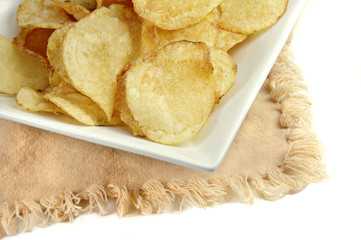 Potato Chips in a White Dish