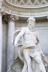Neptune Statue of Trevi Fountain in Rome, Italy.