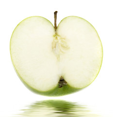 slice of green apple isolated on white