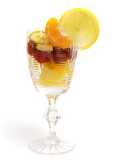 fruits salad in the cup isolated on white
