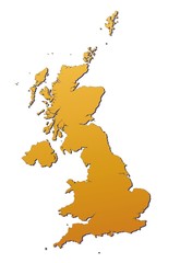 Naklejka premium United Kingdom map filled with orange gradient