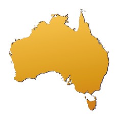 Australia map filled with orange gradient