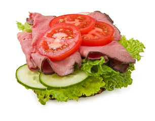 Multi-grain angus roast beef sandwich isolated on white #1