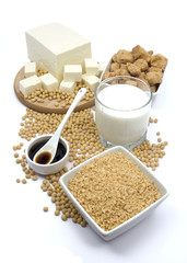 Soy products isolated on white