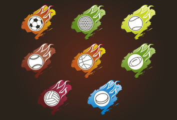 Sportbälle mit Flammen