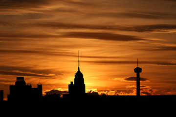 San Antonio skyline at sunset illustration