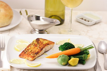 healthy salmon and vegetables