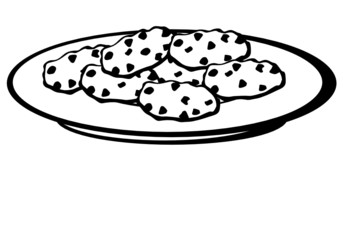 dish with chocolate chip cookies