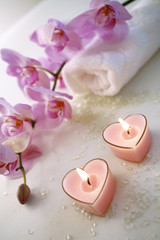Candles with orchid